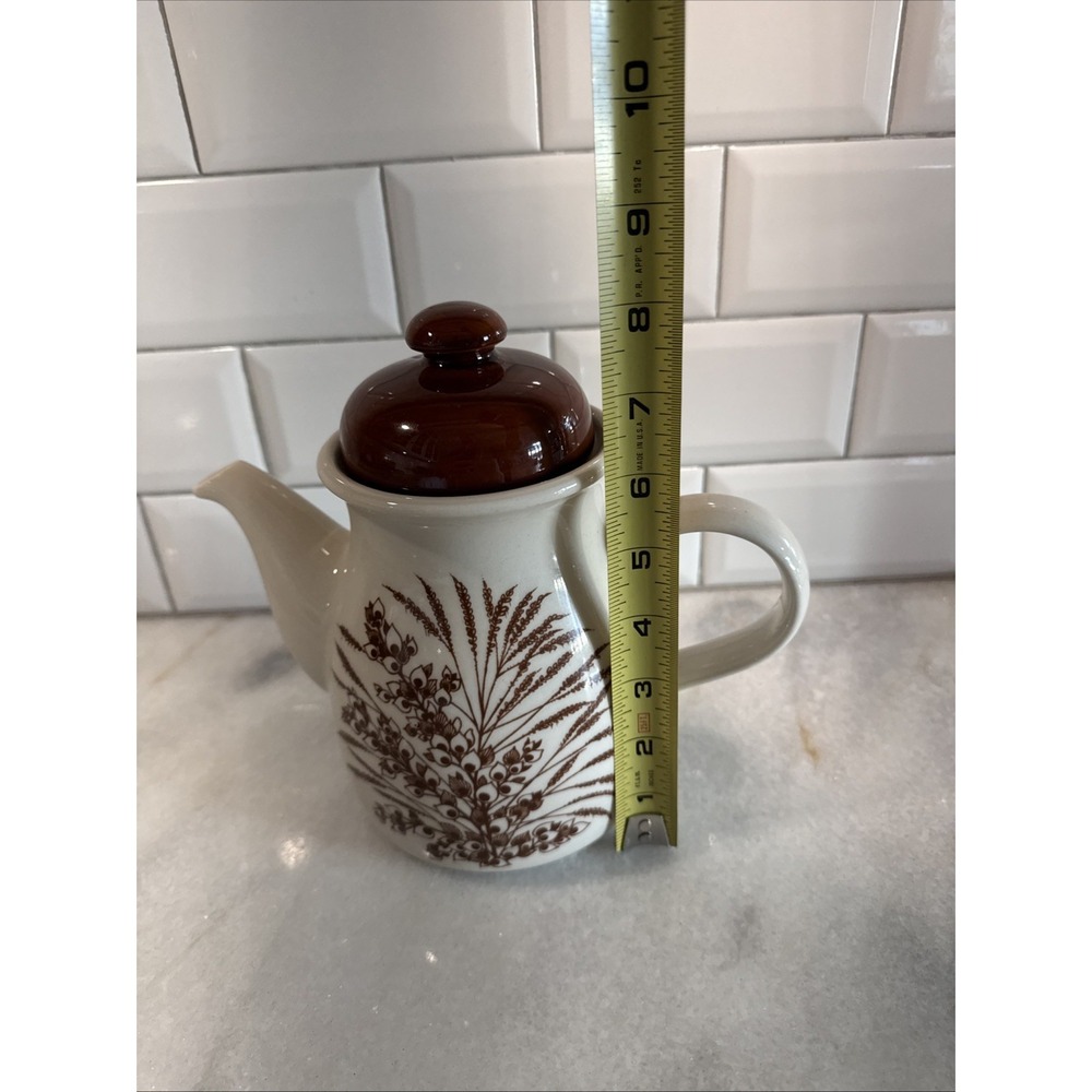 CP Colditz Tea Pot Porcelain German Democratic Republic Brown Wheat Rye MCM O08 - Picture 12 of 14